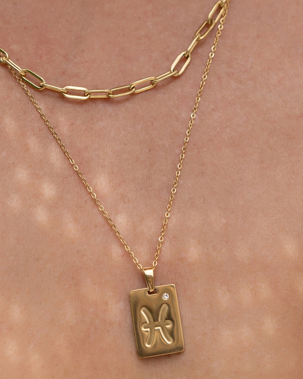 Zodiac Gold Tag Necklace