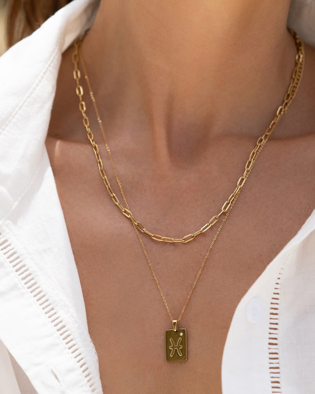 Zodiac Gold Tag Necklace