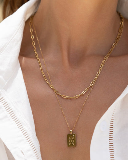 Zodiac Gold Tag Necklace