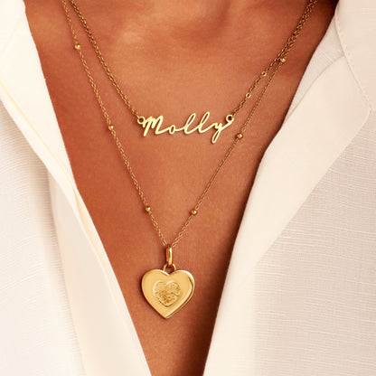 Uniquely Yours Fingerprint Heart Necklace - Single Fingerprint (Gold)