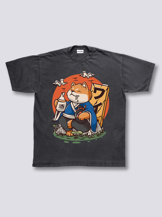 Front Print - Drunk Shiba Vintage T-Shirt