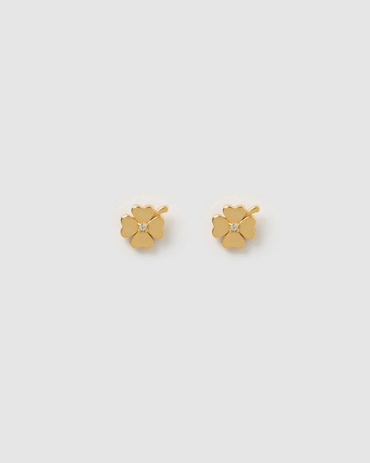 Four Leaf Clover Gold Studs