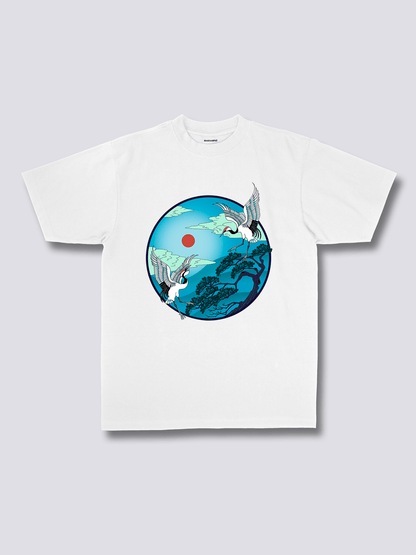Front Print - Flying Cranes T-Shirt