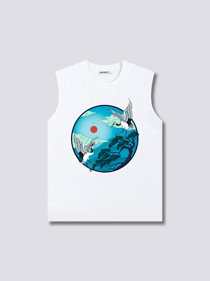 Front Print - Flying Cranes Tank Top