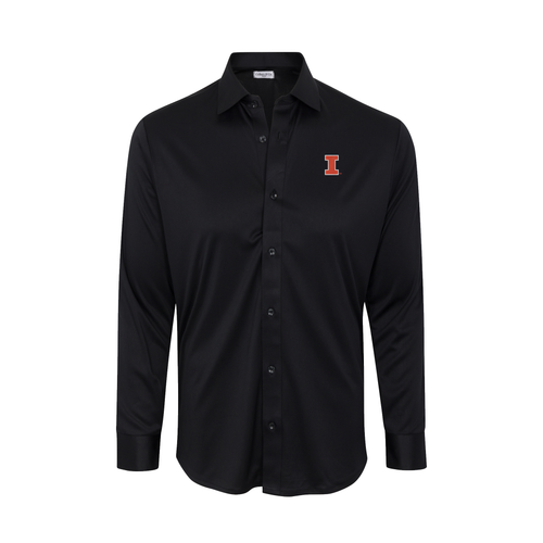 Illinois Quattro Flex Dress Shirt with Semi-Spread Collar Black