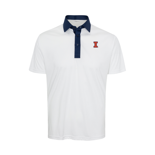 Illinois Semi-Spread Collar Polo Austin White with Navy Accent