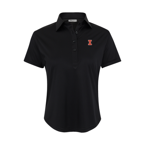 Illinois Women's Cap Sleeve Semi Spread Polo Black