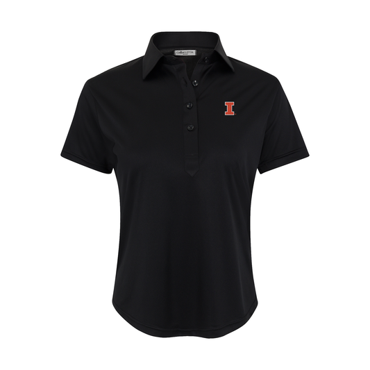 Illinois Women's Cap Sleeve Semi Spread Polo Black