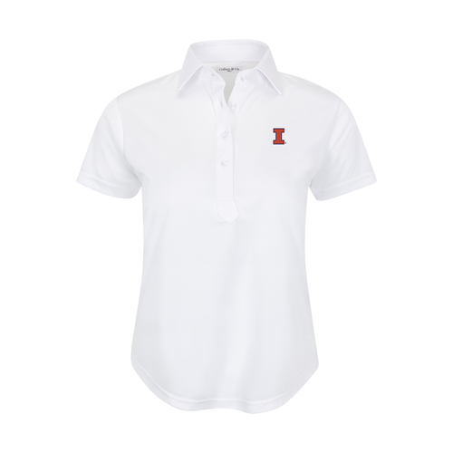 Illinois Women's Cap Sleeve Semi Spread Polo White