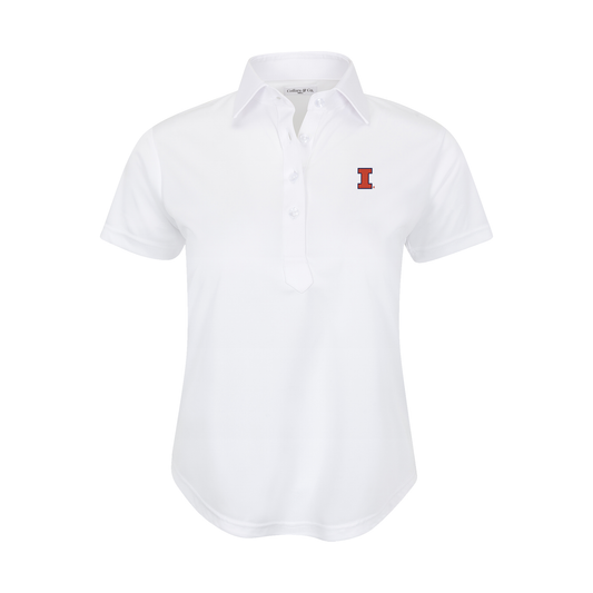 Illinois Women's Cap Sleeve Semi Spread Polo White
