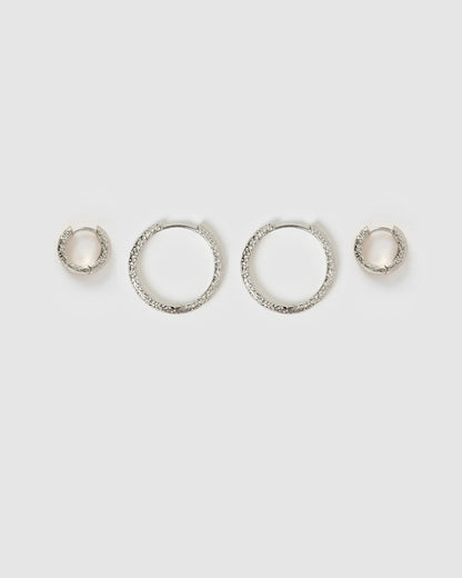 Little Hoop Earring Stack - Silver