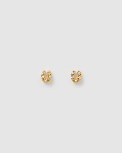 Lucky Horseshoe Gold Studs