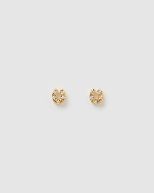 Lucky Horseshoe Gold Studs