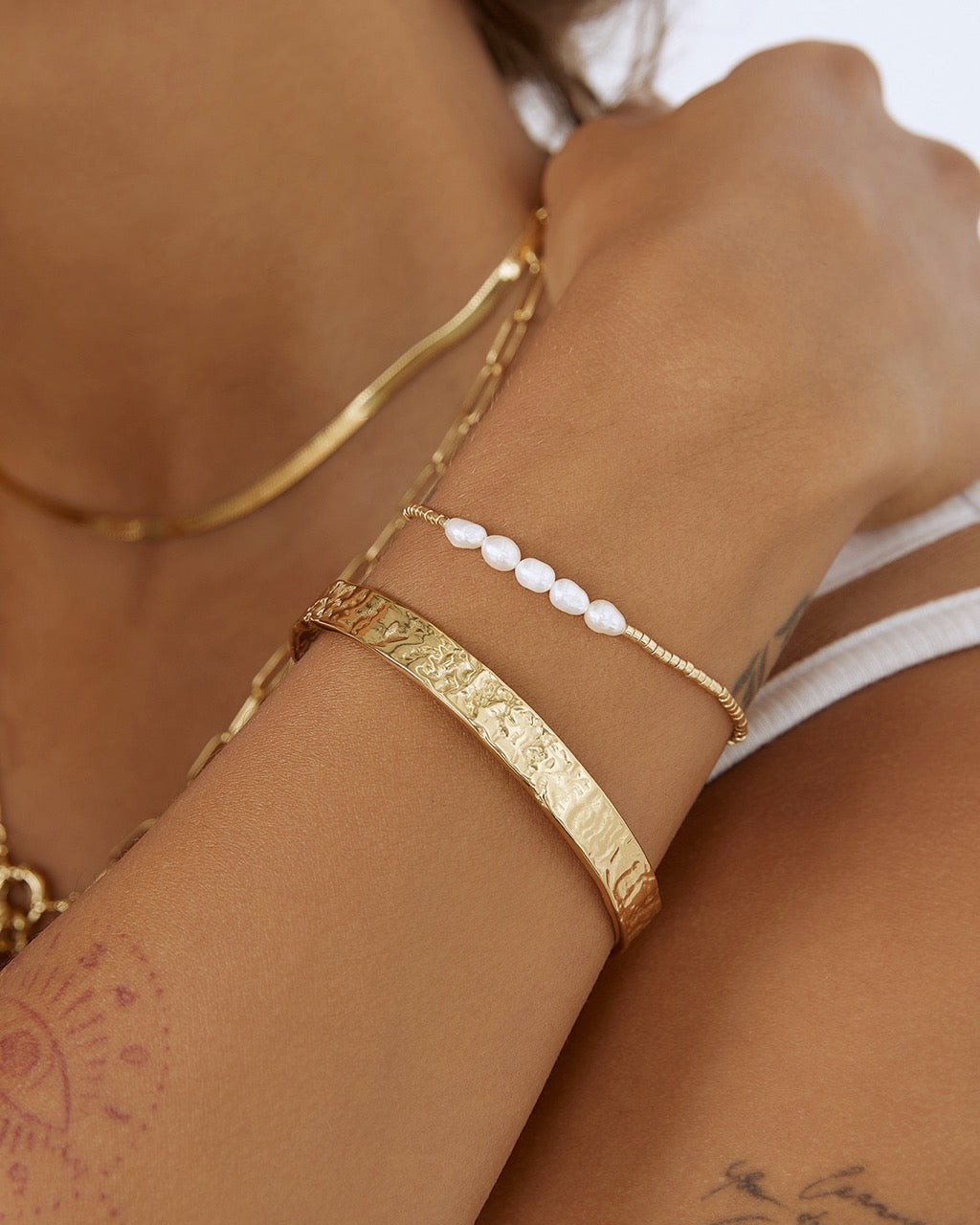 Seline Gold and Pearl Bracelet