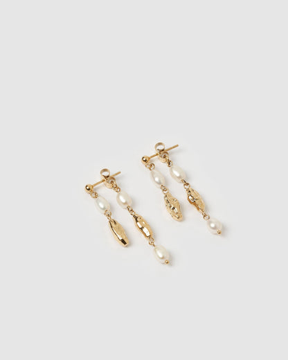 Mimi Pearl and Gold Earrings