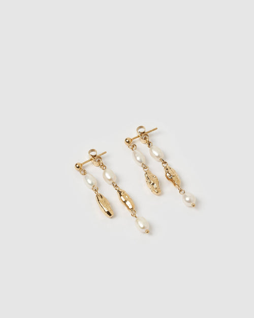 Mimi Pearl and Gold Earrings