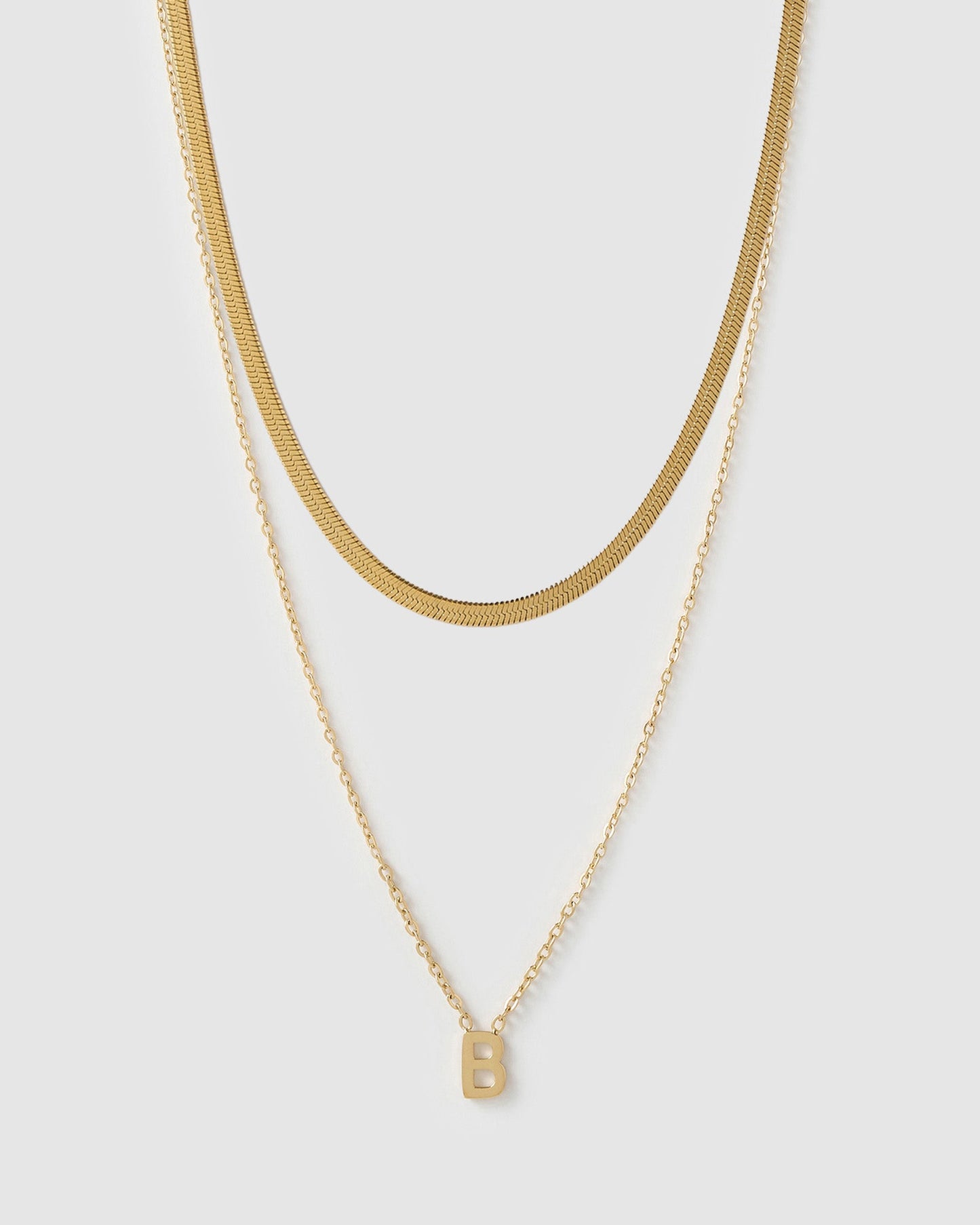 Mini Initial Necklace Stack - Gold