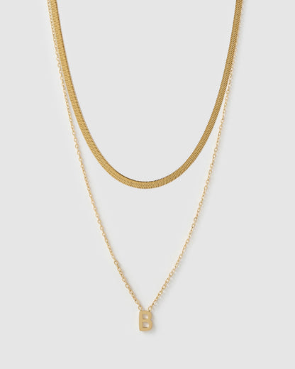 Mini Initial Necklace Stack - Gold