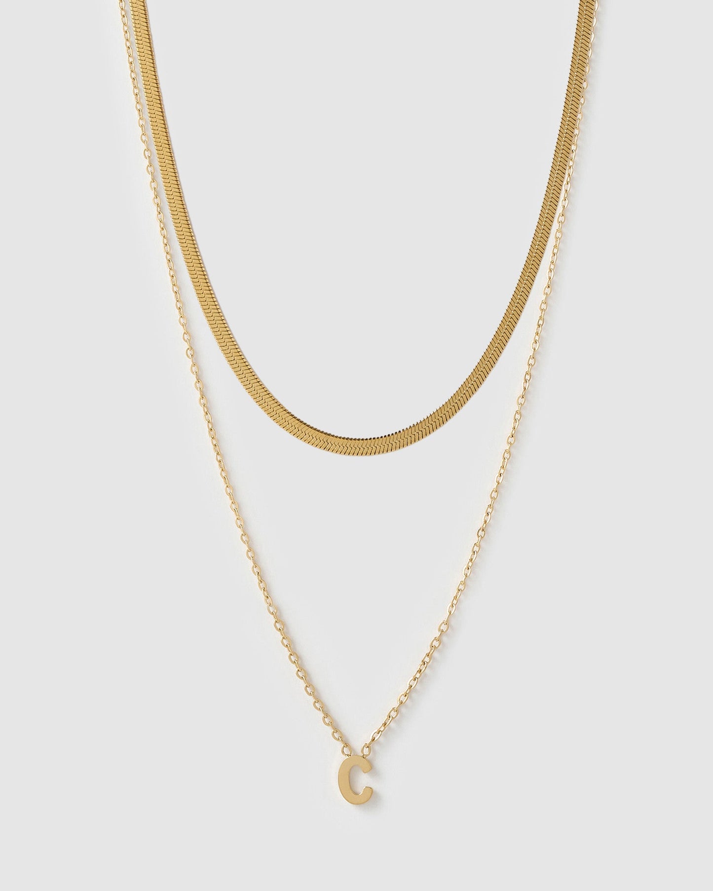 Mini Initial Necklace Stack - Gold