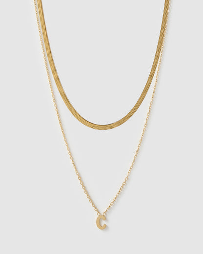Mini Initial Necklace Stack - Gold