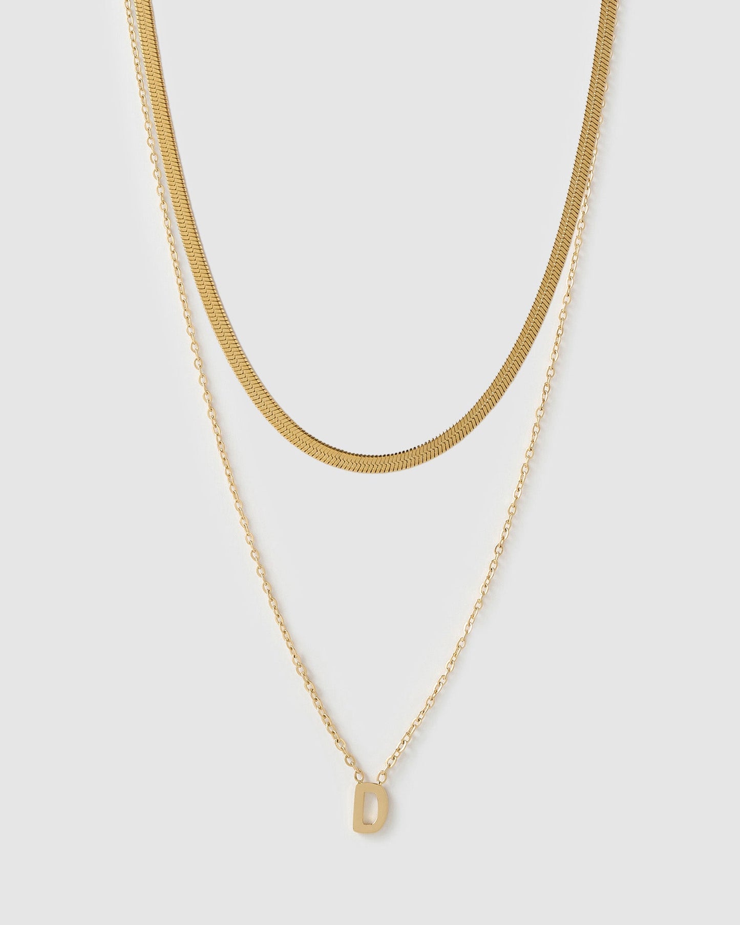 Mini Initial Necklace Stack - Gold