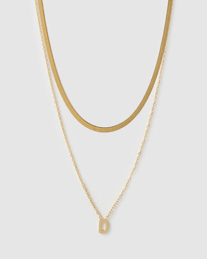 Mini Initial Necklace Stack - Gold