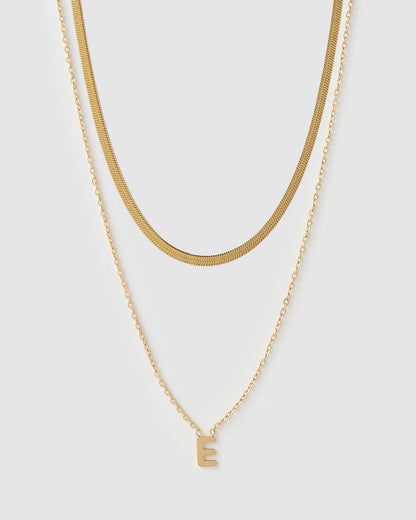 Mini Initial Necklace Stack - Gold