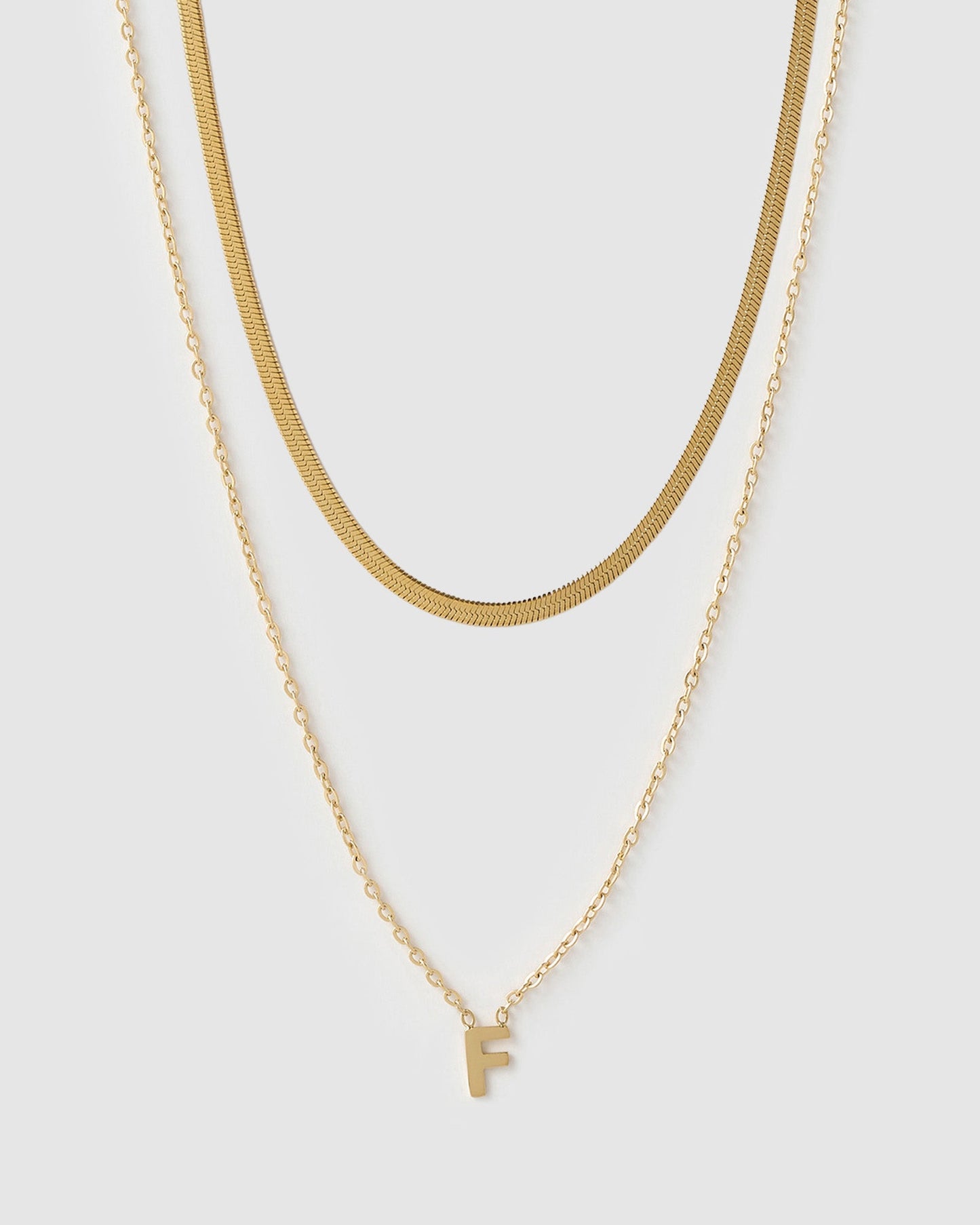 Mini Initial Necklace Stack - Gold