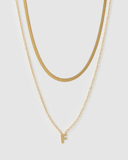 Mini Initial Necklace Stack - Gold