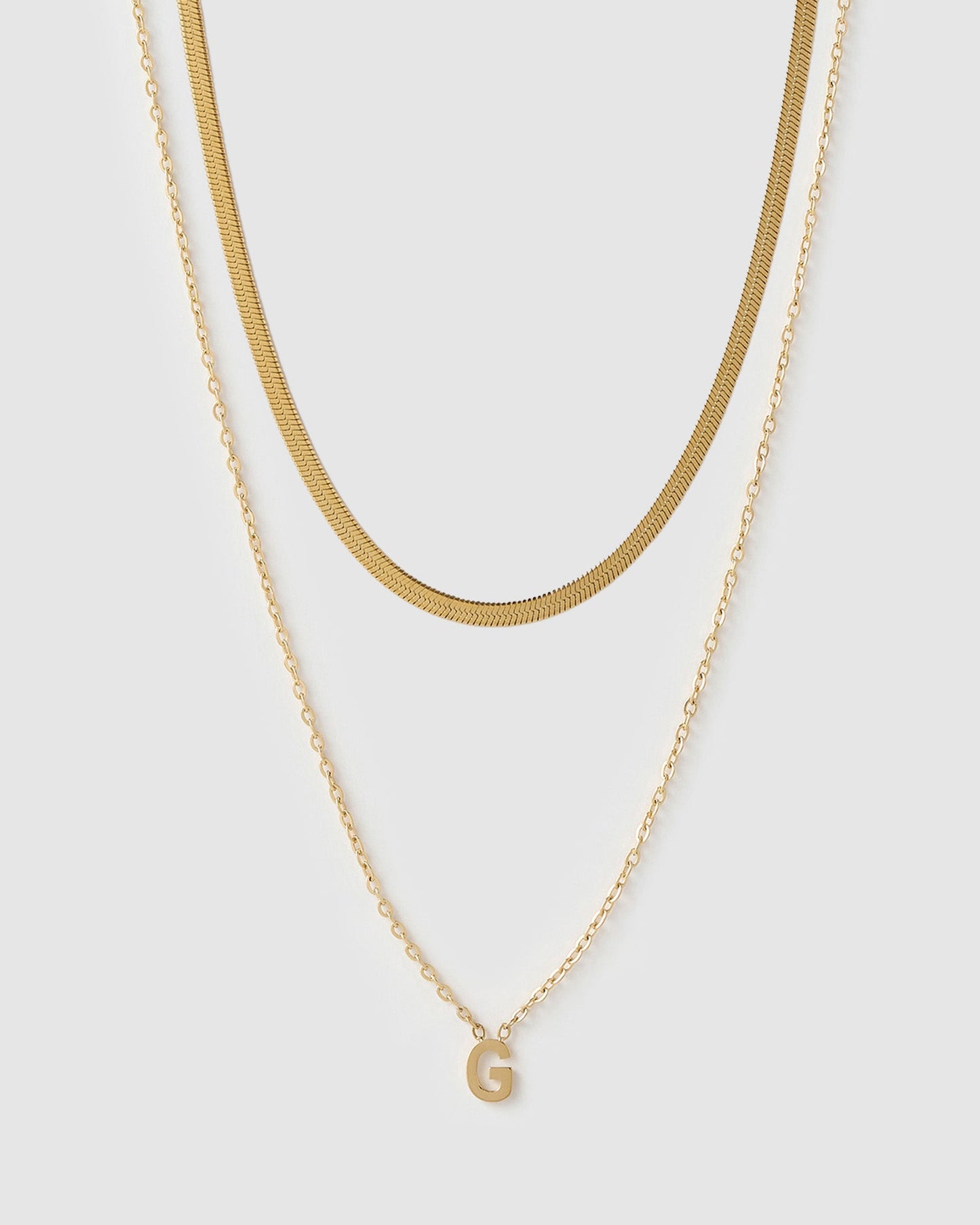 Mini Initial Necklace Stack - Gold