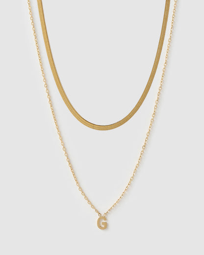 Mini Initial Necklace Stack - Gold