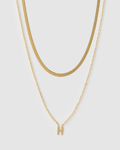 Mini Initial Necklace Stack - Gold