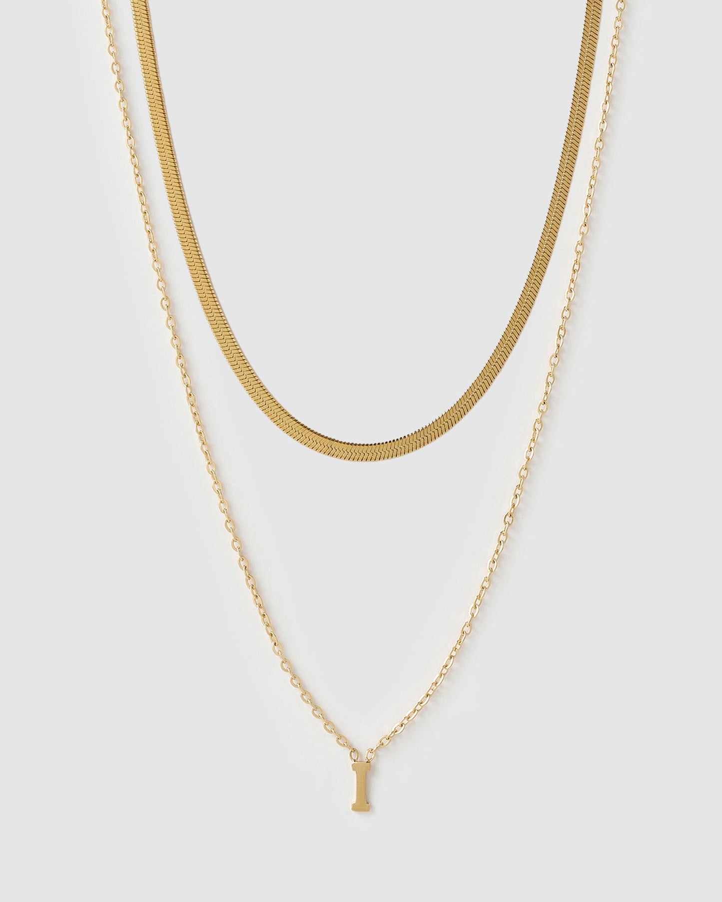 Mini Initial Necklace Stack - Gold