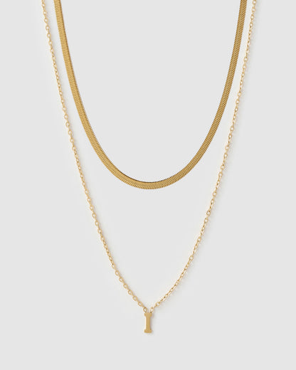 Mini Initial Necklace Stack - Gold