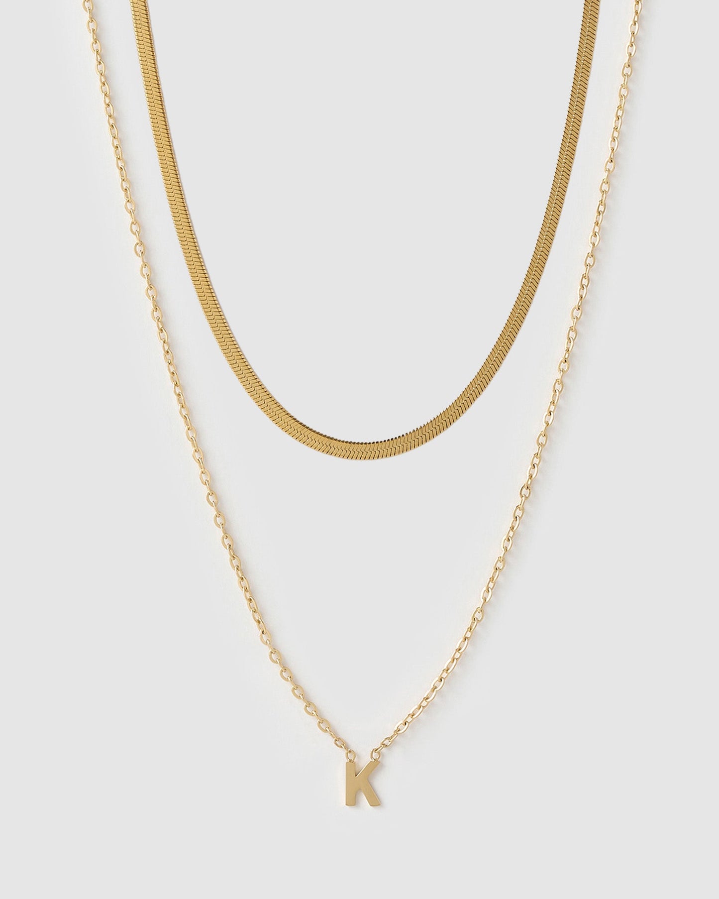 Mini Initial Necklace Stack - Gold