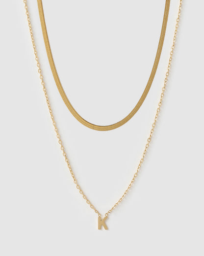 Mini Initial Necklace Stack - Gold