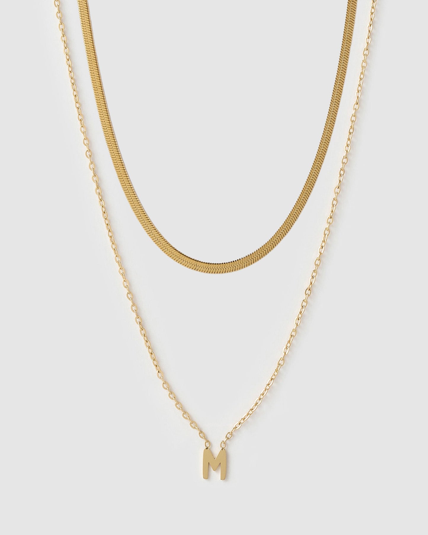 Mini Initial Necklace Stack - Gold