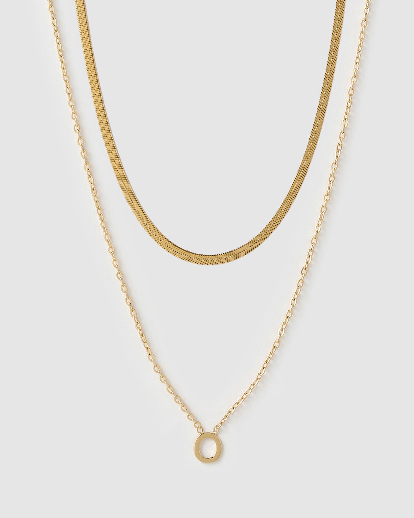 Mini Initial Necklace Stack - Gold