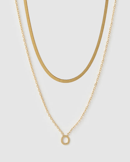 Mini Initial Necklace Stack - Gold