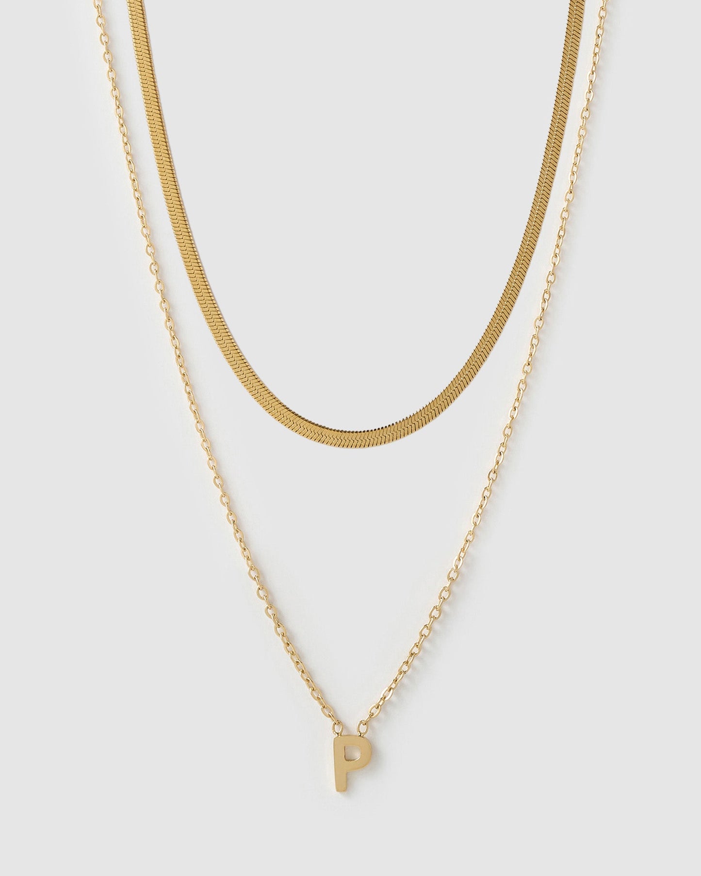 Mini Initial Necklace Stack - Gold
