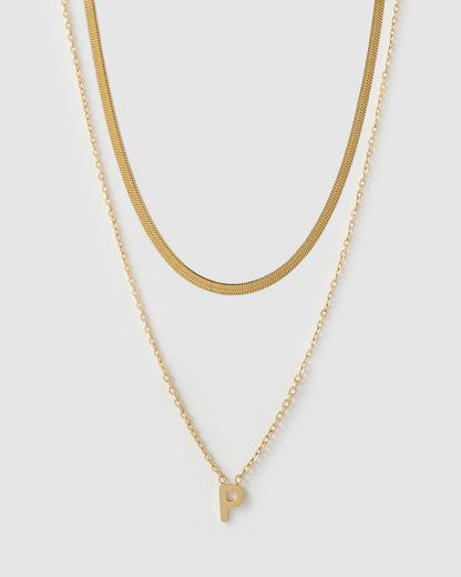 Mini Initial Necklace Stack - Gold