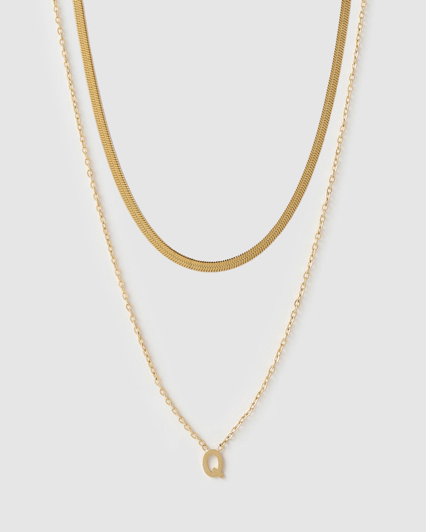 Mini Initial Necklace Stack - Gold