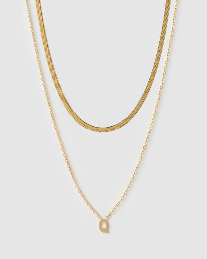 Mini Initial Necklace Stack - Gold