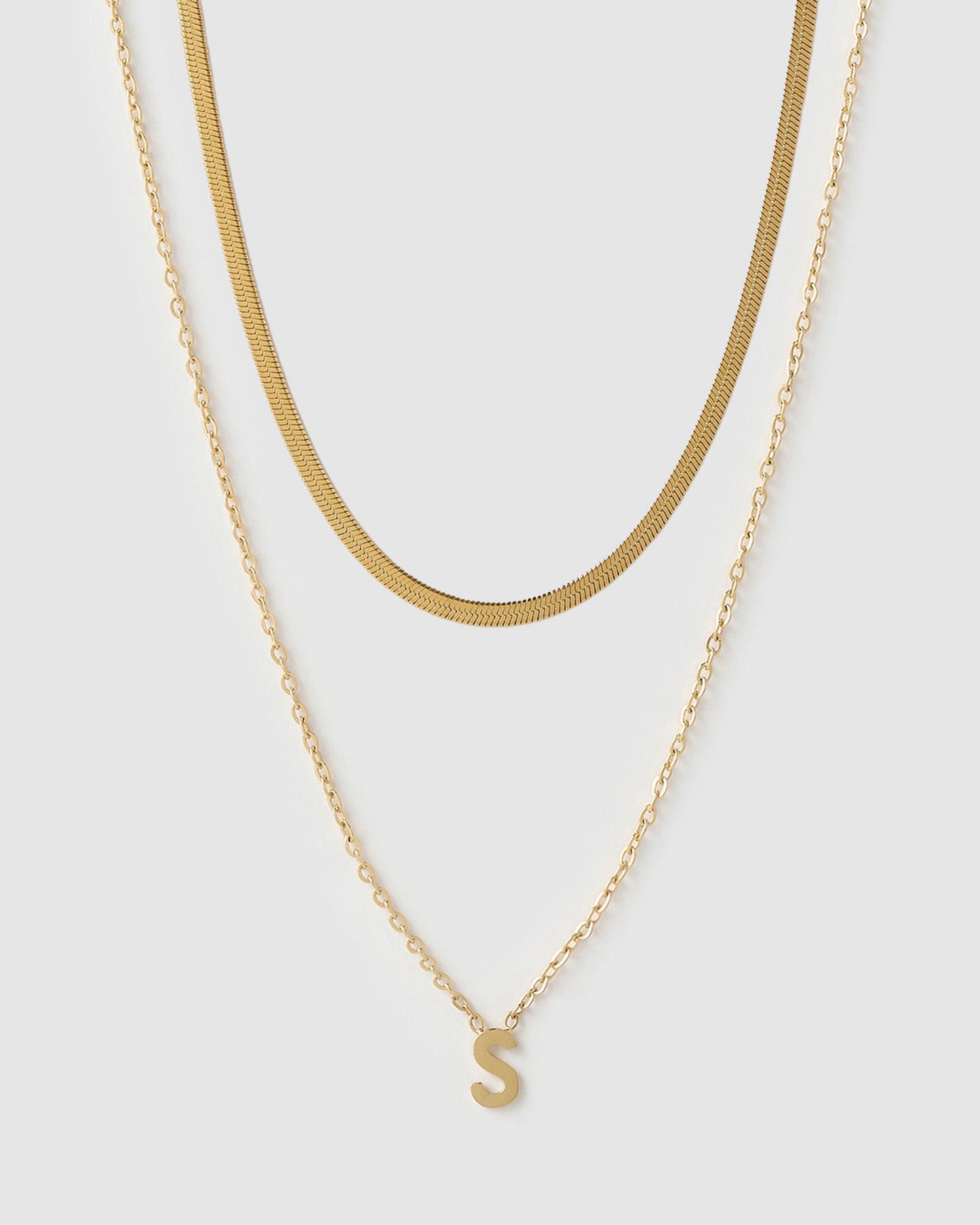 Mini Initial Necklace Stack - Gold