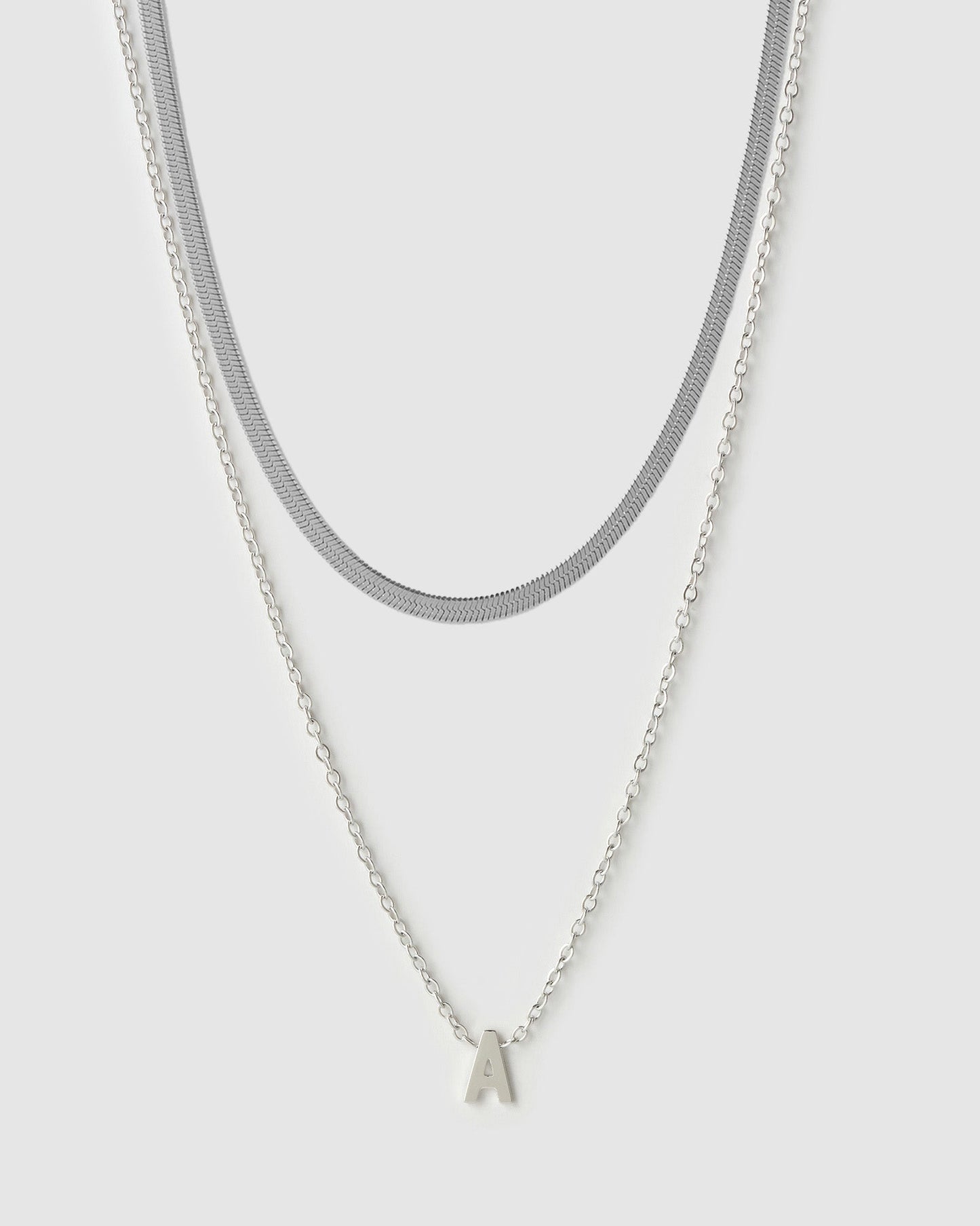 Mini Initial Necklace Stack - Silver