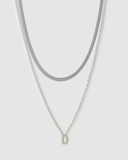 Mini Initial Necklace Stack - Silver