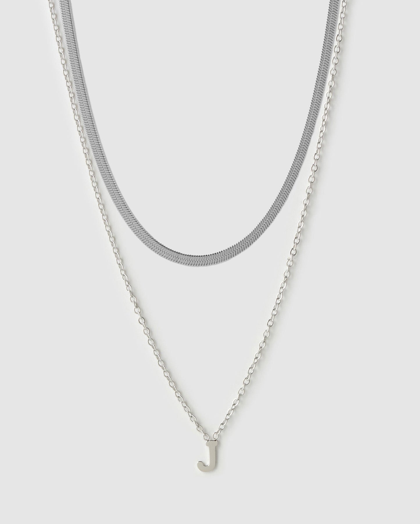 Mini Initial Necklace Stack - Silver