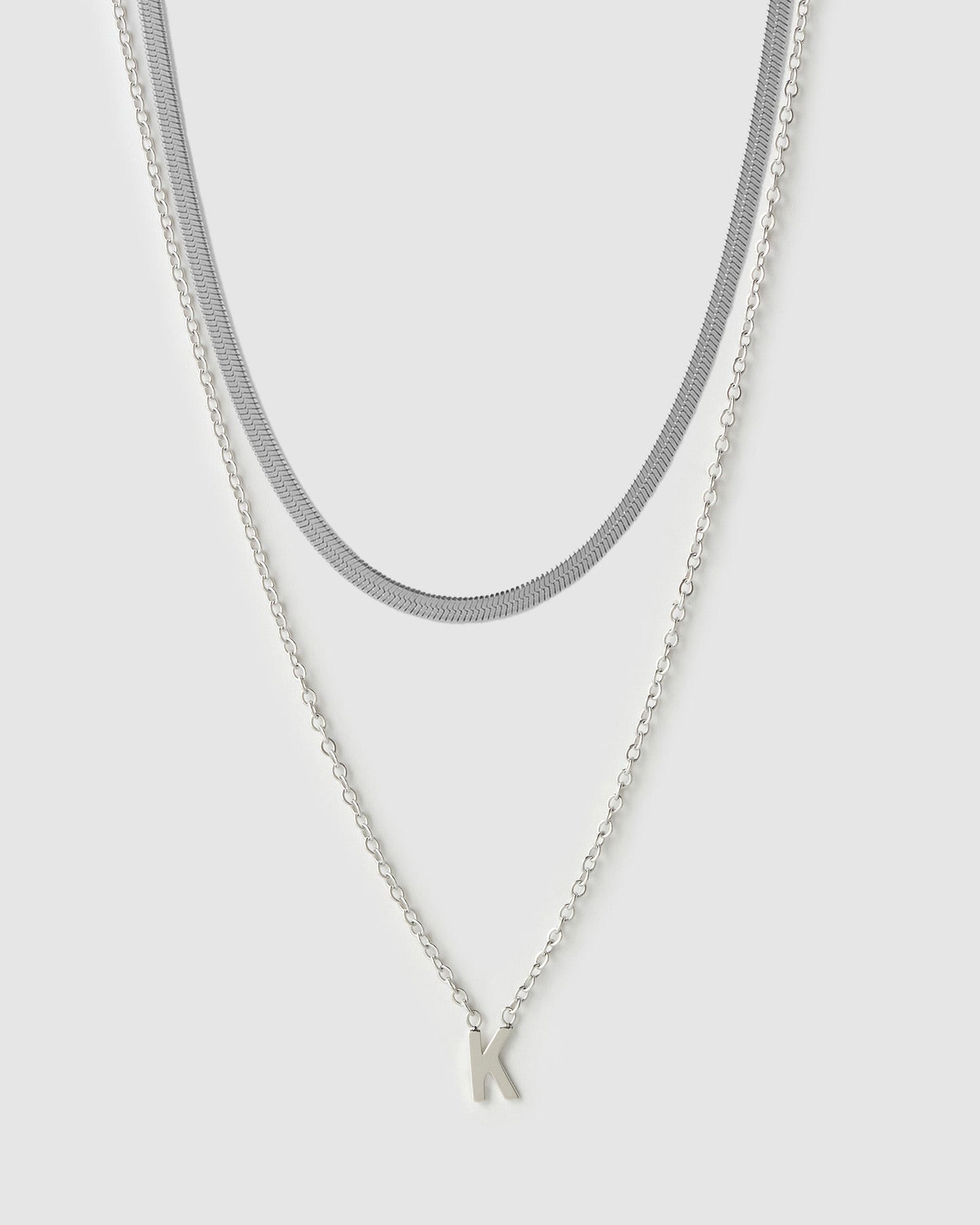 Mini Initial Necklace Stack - Silver
