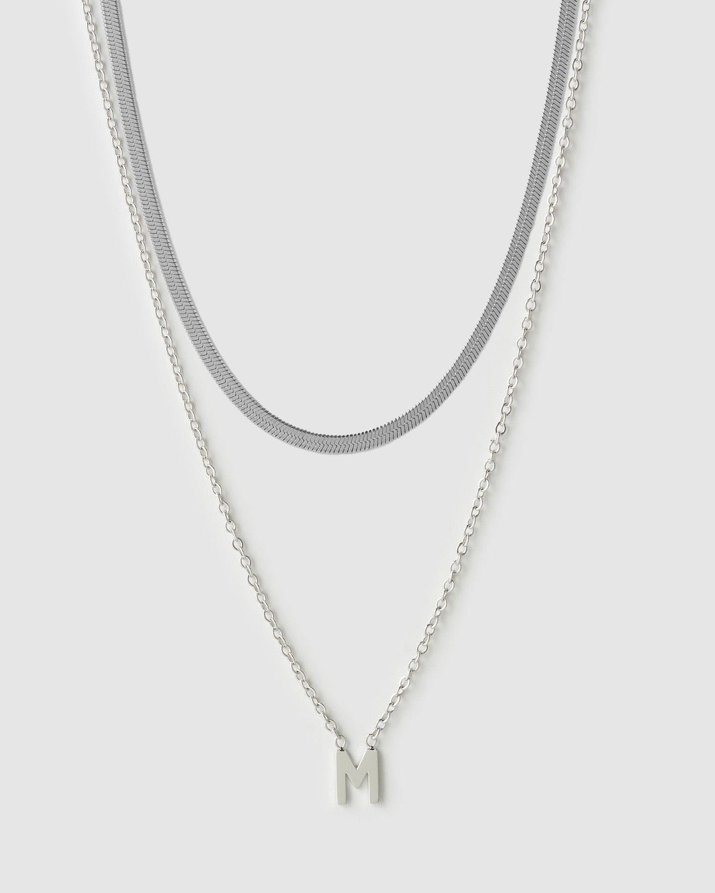 Mini Initial Necklace Stack - Silver