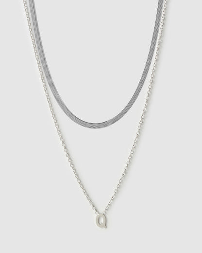 Mini Initial Necklace Stack - Silver